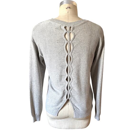 One Grey Day Gray Sweater with Open Knit Back Size Small - Picture 1 of 8